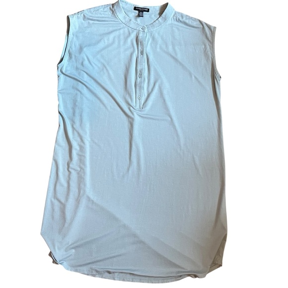 Eileen Fisher Henley Stretch Jersey Shift Dress Cap Sleeve Powder Blue - Picture 11 of 12